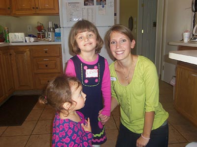 Family visiting with children